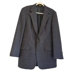 Brooks Brothers Wool‎ Blazer Sport Coat Men's 41L Long Gray Houndstooth USA
